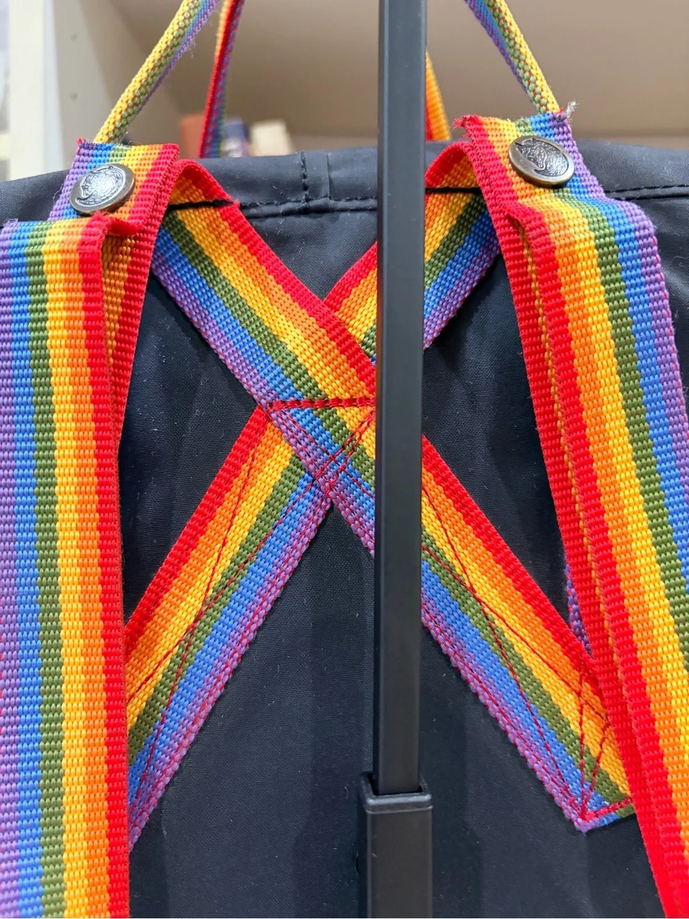Kånken Classic Backpack - Black with Rainbow Straps